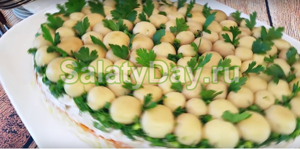 Салат «Грибная поляна» с курицей