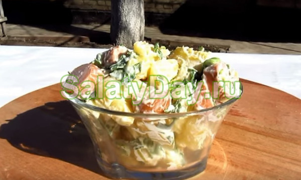 Салат с картошкой и сосисками