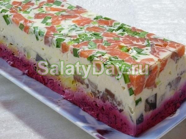 Салат из сельди «Заливное из рыбы под шубой»