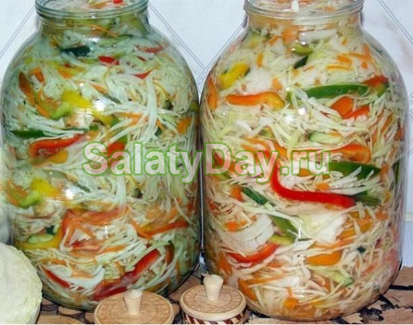 Салат из свежей капусты и овощей на зиму