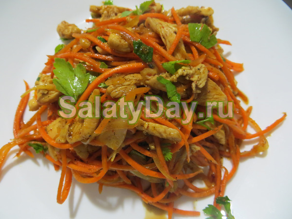 Корейская морковь с курицей