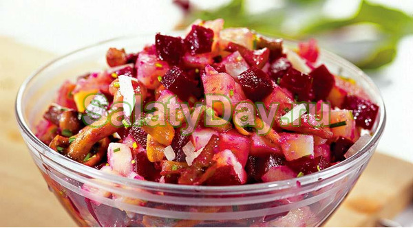 Винегрет с квашеной капустой и грибами