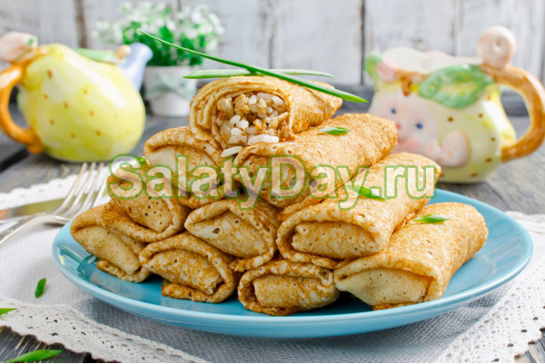 Блины с мясом и рисом