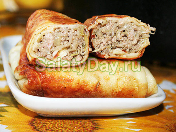 Блины с мясом и капустой