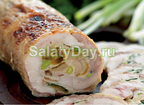 Куриные рулеты с сыром и омлетом