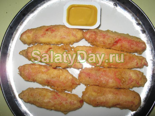 Крабовые палочки в сырно-чесночном кляре