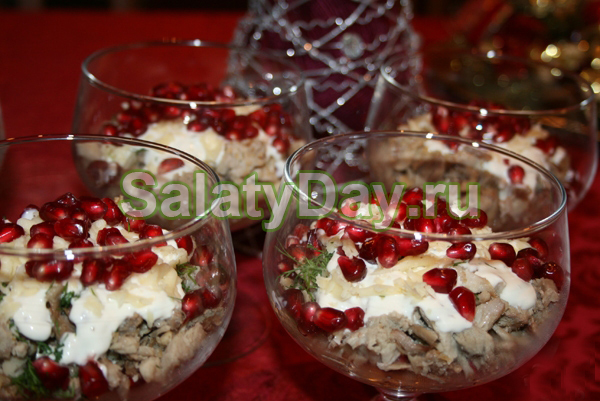 Салат Красная шапочка с гранатом и свининой