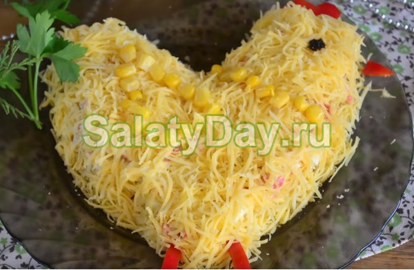 Салат «Петушок» с крабовыми палочками