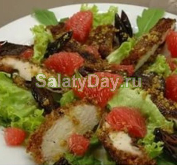 Салат радуга с грейпфрутом и куриным филе