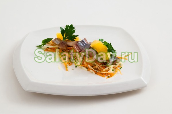 Салат из селедки с апельсинами