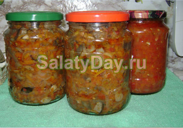 Закуска из грибов моховиков с баклажанами