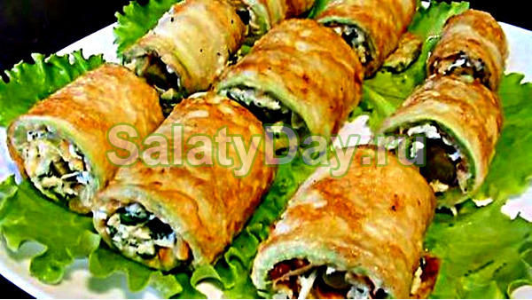 Закуска &laquo;Рулетики из кабачков&raquo; с сыром и зеленью