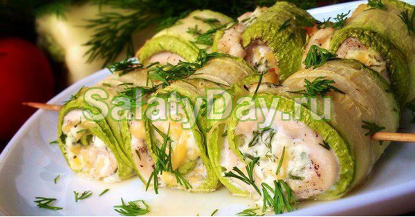 Простая закуска из кабачков и баклажанов с рисом