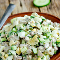Салат с мясом и грибами